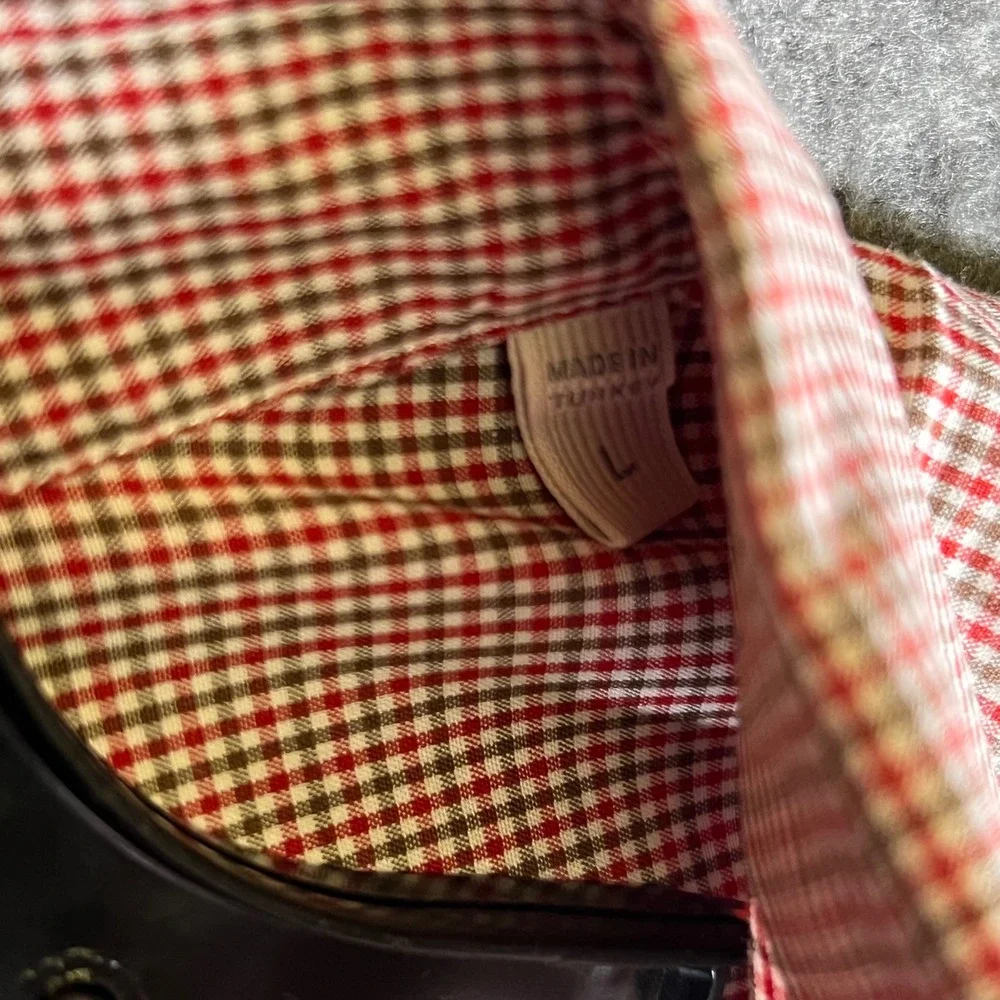 Ermenegildo Zegna Men's‎ Red Gingham Dress Shirt Size L